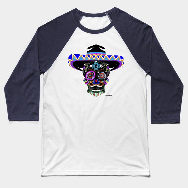 mexican grim reaper in mariachi charro style ecopop Baseball T-Shirt by jorge_lebeau